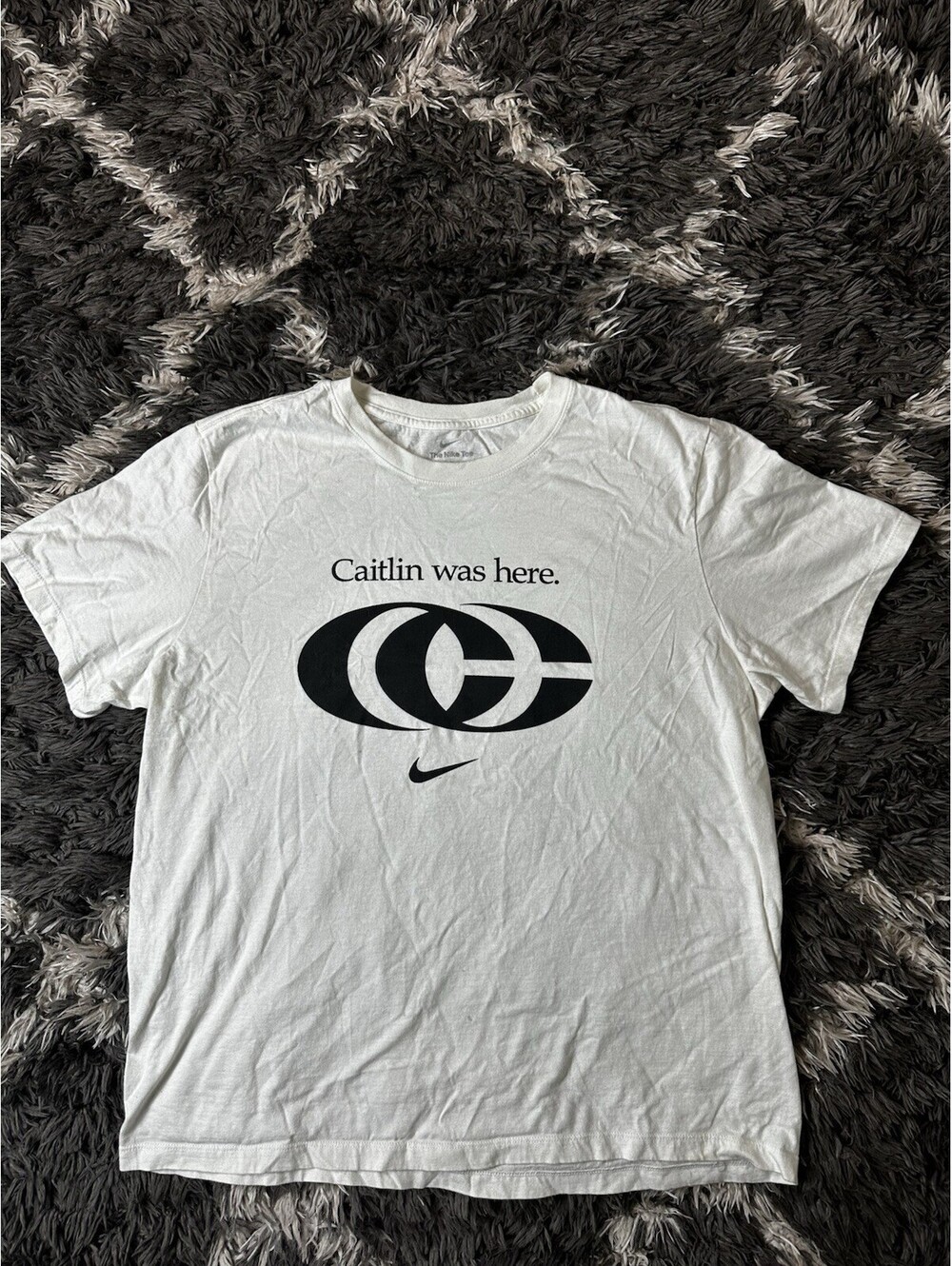 Nike Caitlin Clark Caitlin Was Here Graphic T Shirt Mens Size XL White